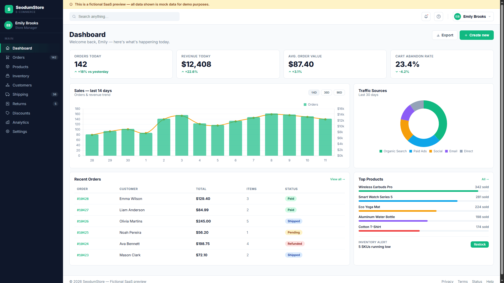 Seodum Store Interface